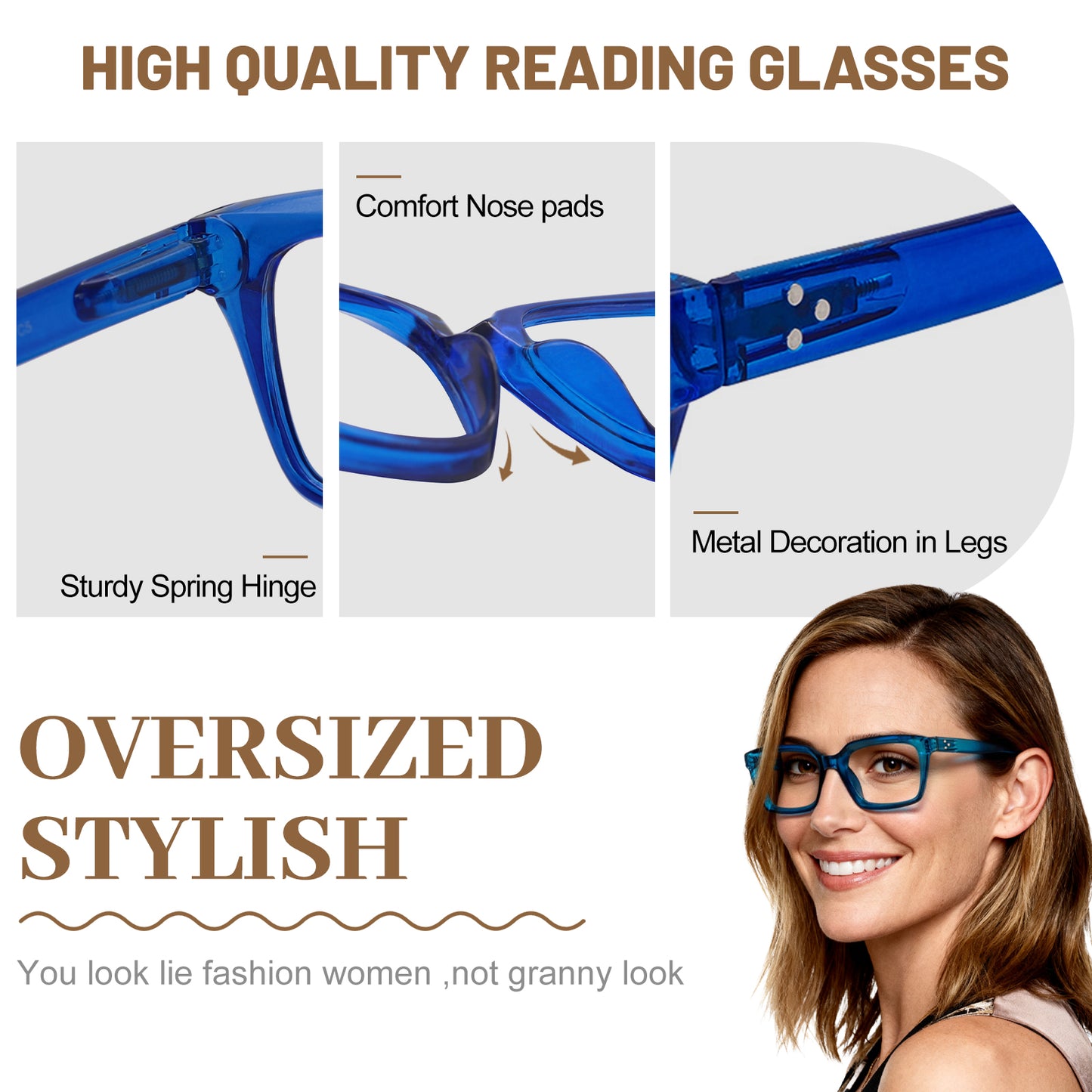 OCCI CHIARI Large Reading Glasses Women Square Reader Oversized Frame OC5031