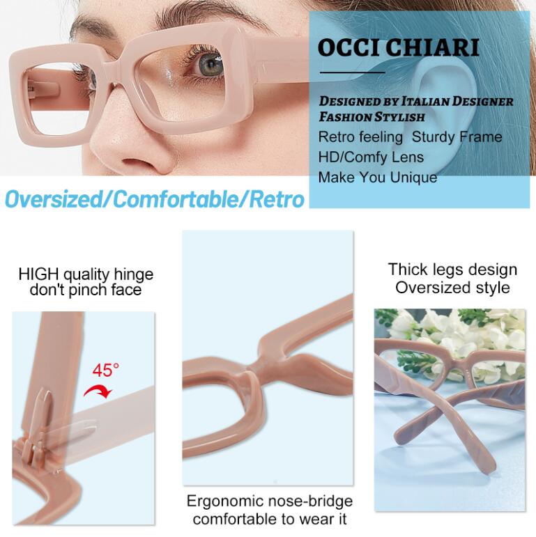 OCCI CHIARI Fashion Reading Glasses for Women Large Readers Heavy Duty Eyeglasses