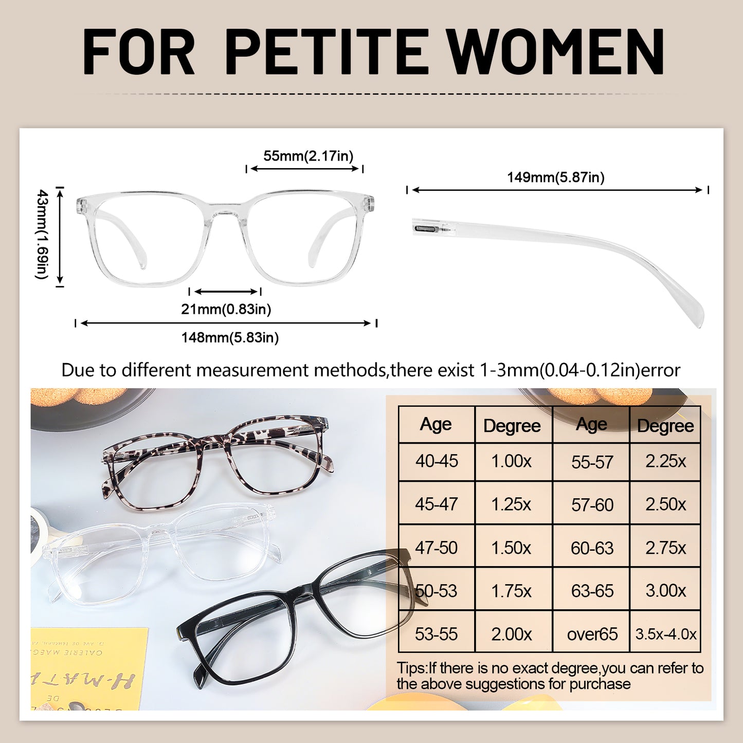 OCCI CHIARI Big Square Reading Glasses Women Comfortable Readers OC5209WM