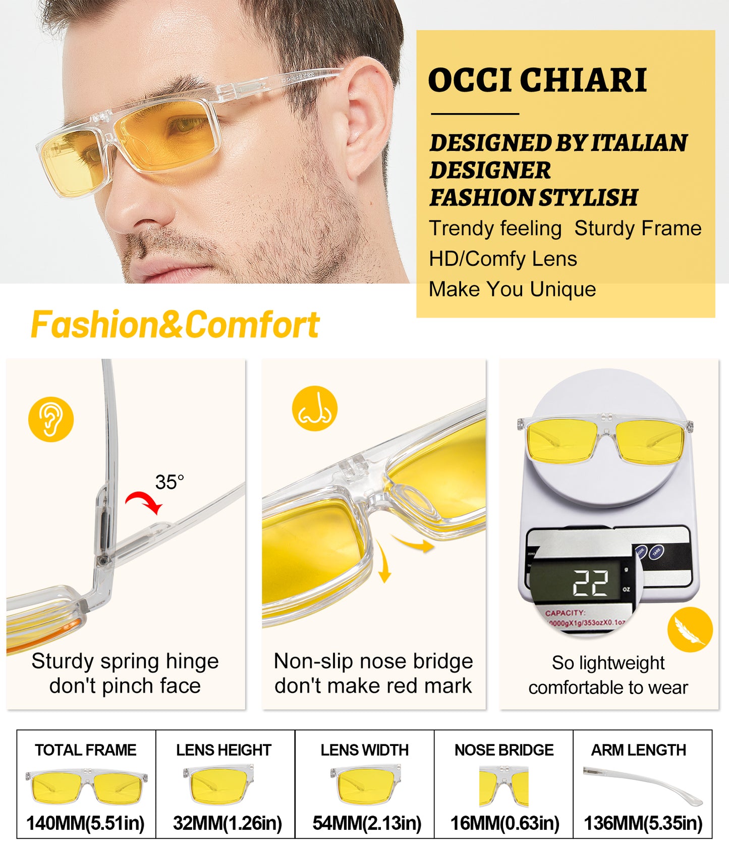 OCCI CHIARI Flip Up Reading Bifocal Glasses for Men Fashion Readers OC5075