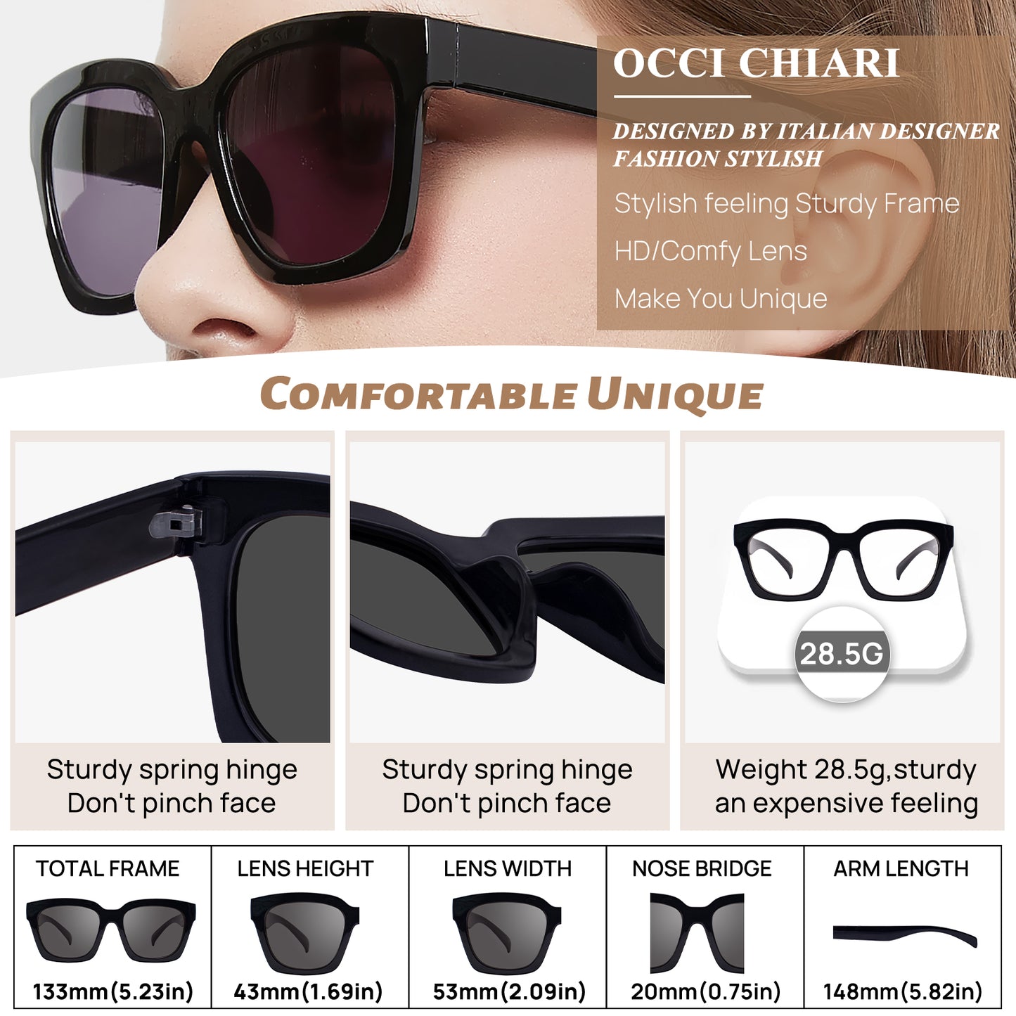 OCCI CHIARI Large Reading Glasses Women Retro Reader 1.0 1.5 2.0 2.5 3.0 3.5 1.25 1.50 1.75 2.25 2.75 4.0 5.0 6.0