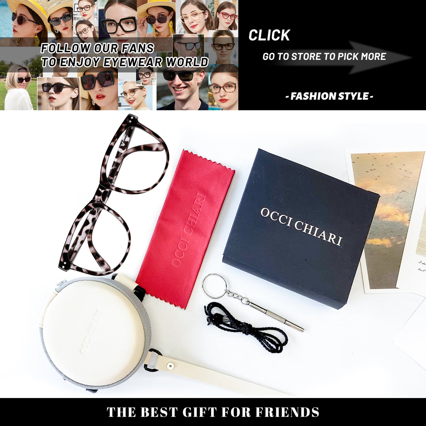 OCCI CHIARI Folding Reading Glasses for Women Wide Frame Readers OC5201