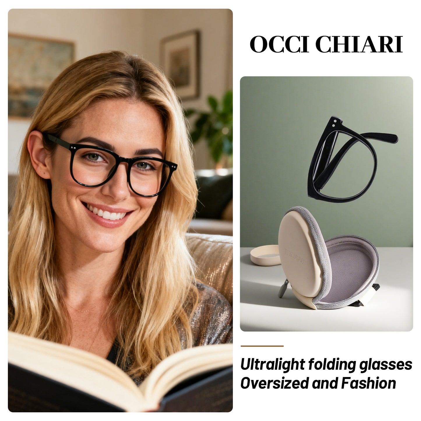 OCCI CHIARI Folding Reading Glasses for Women Wide Frame Readers OC5201
