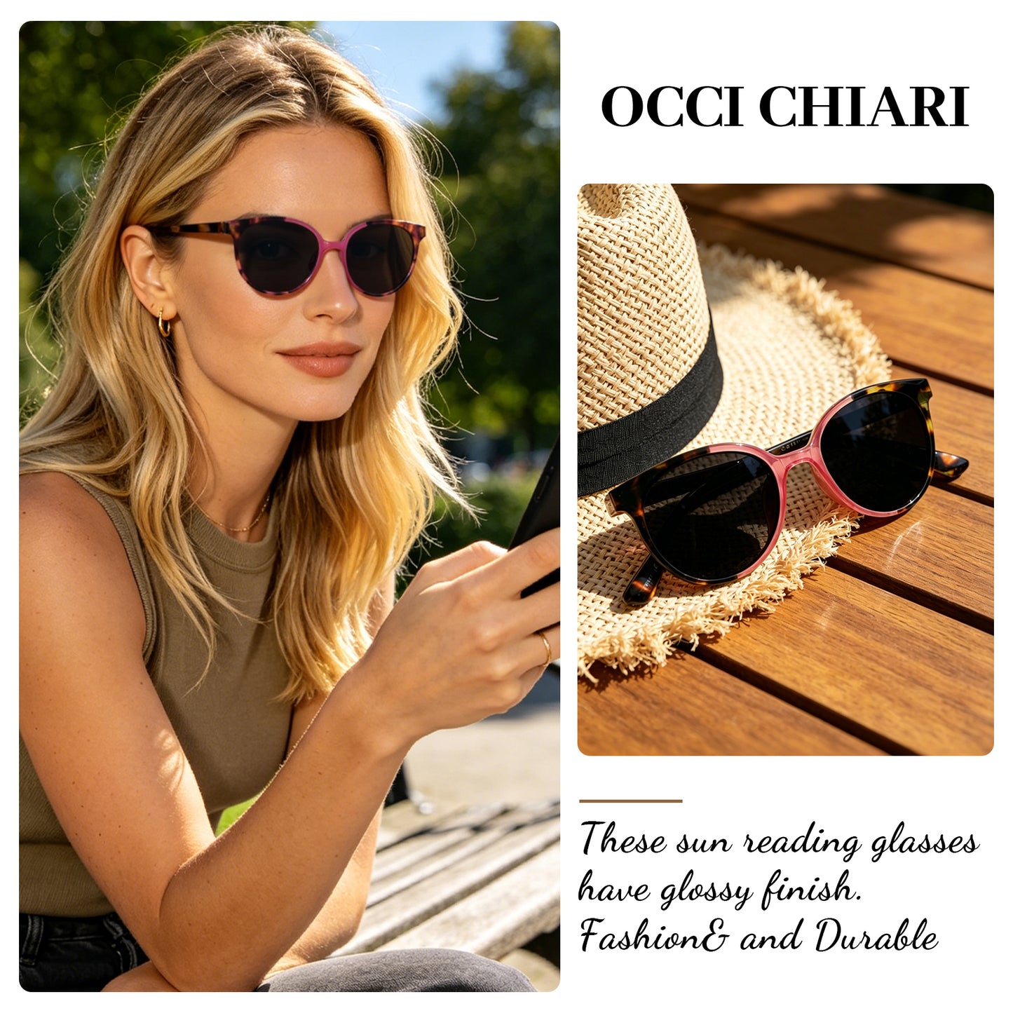 OCCI CHIARI Reading Sunglasses Women UV Protection Outdoor Reader Glasses OC5017S