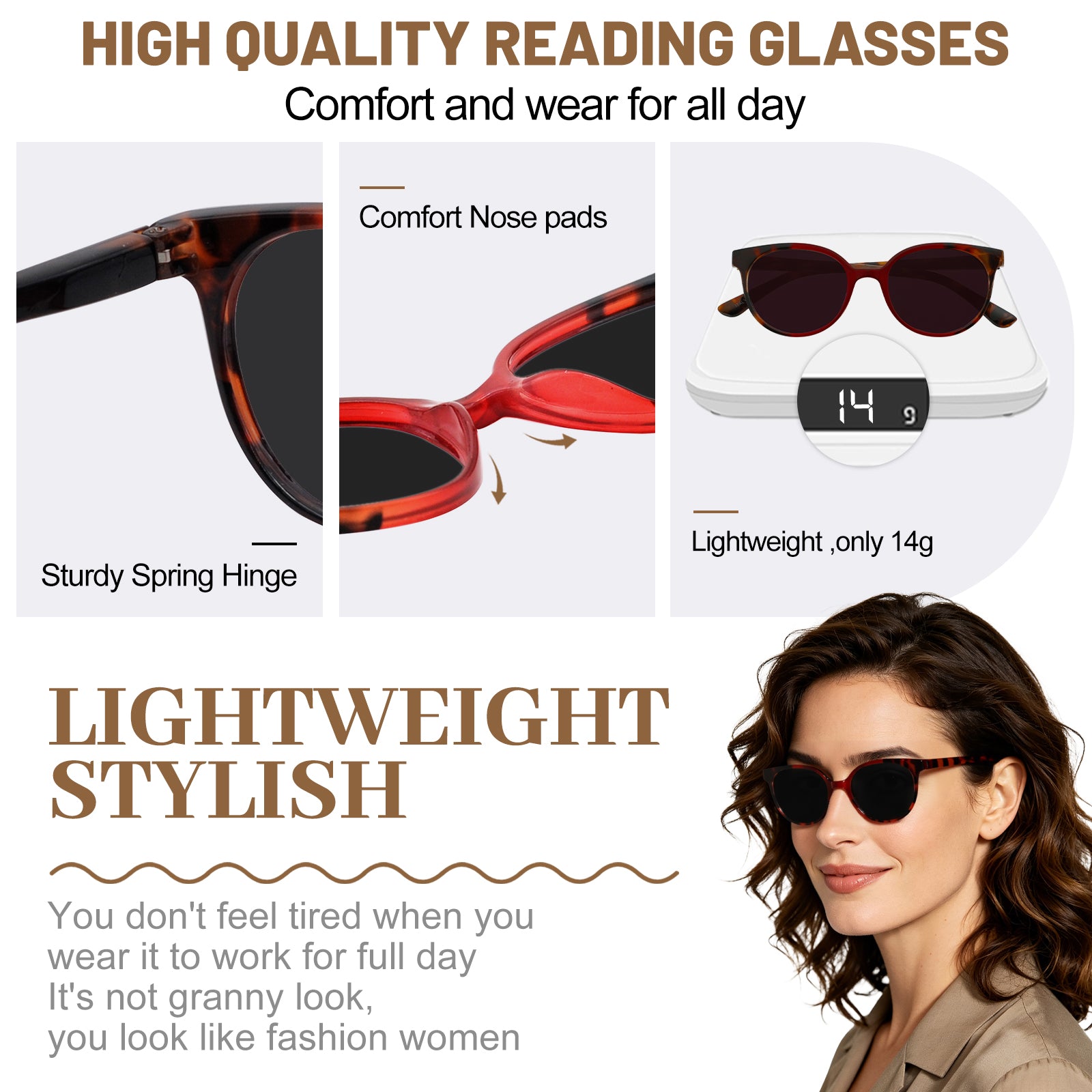 OCCI CHIARI-Reading Sunglasses Women UV Protection Outdoor Reader