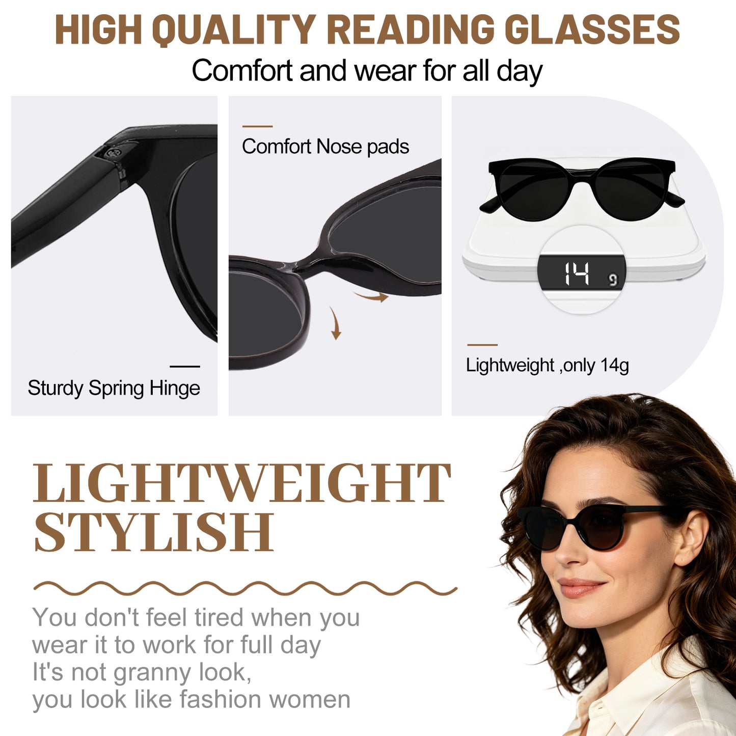 OCCI CHIARI Reading Sunglasses Women UV Protection Outdoor Reader Glasses OC5017S