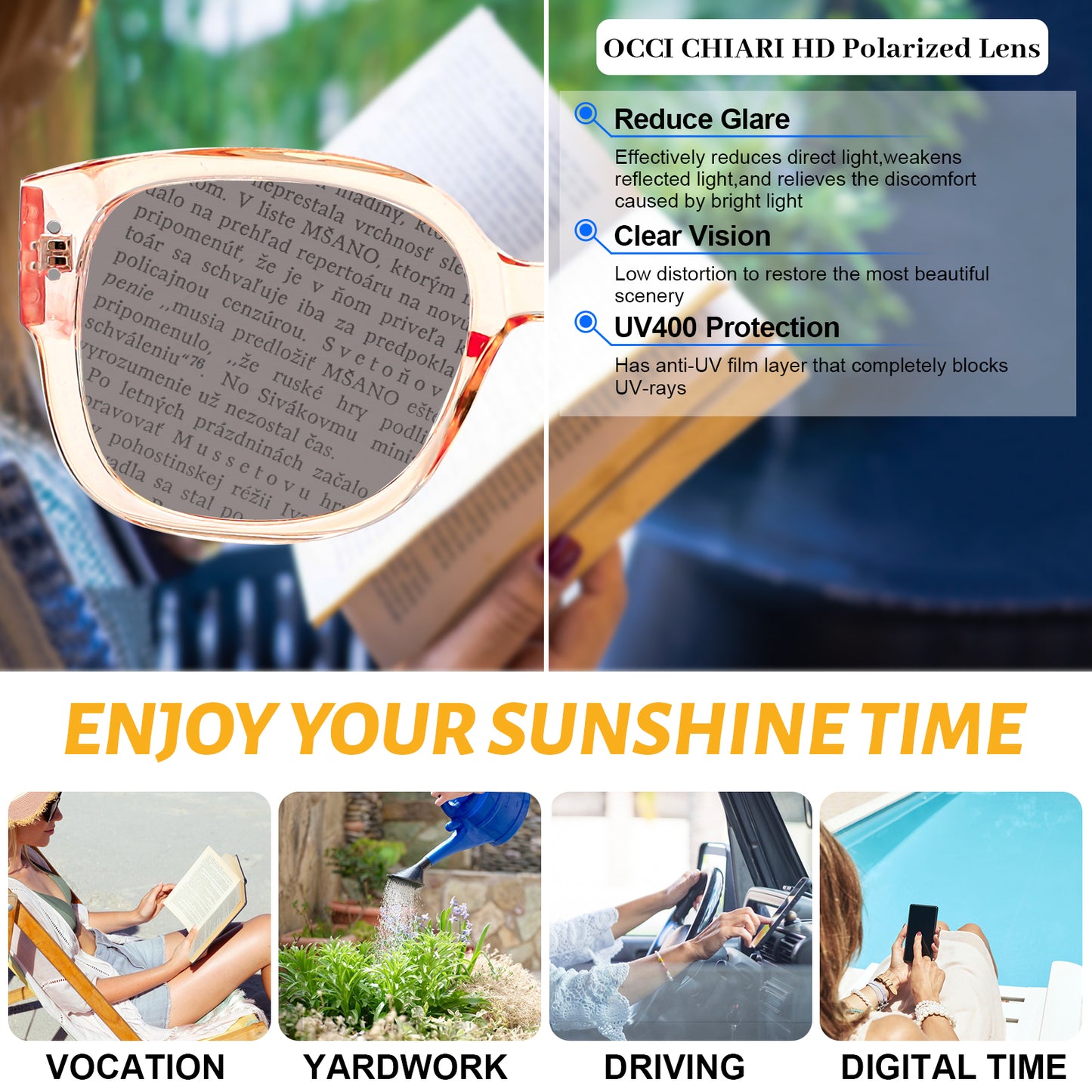 OCCI CHIARI Oversized Sun Reading Glasses Fashion Shield Readers Outdoor Read OC5085SR