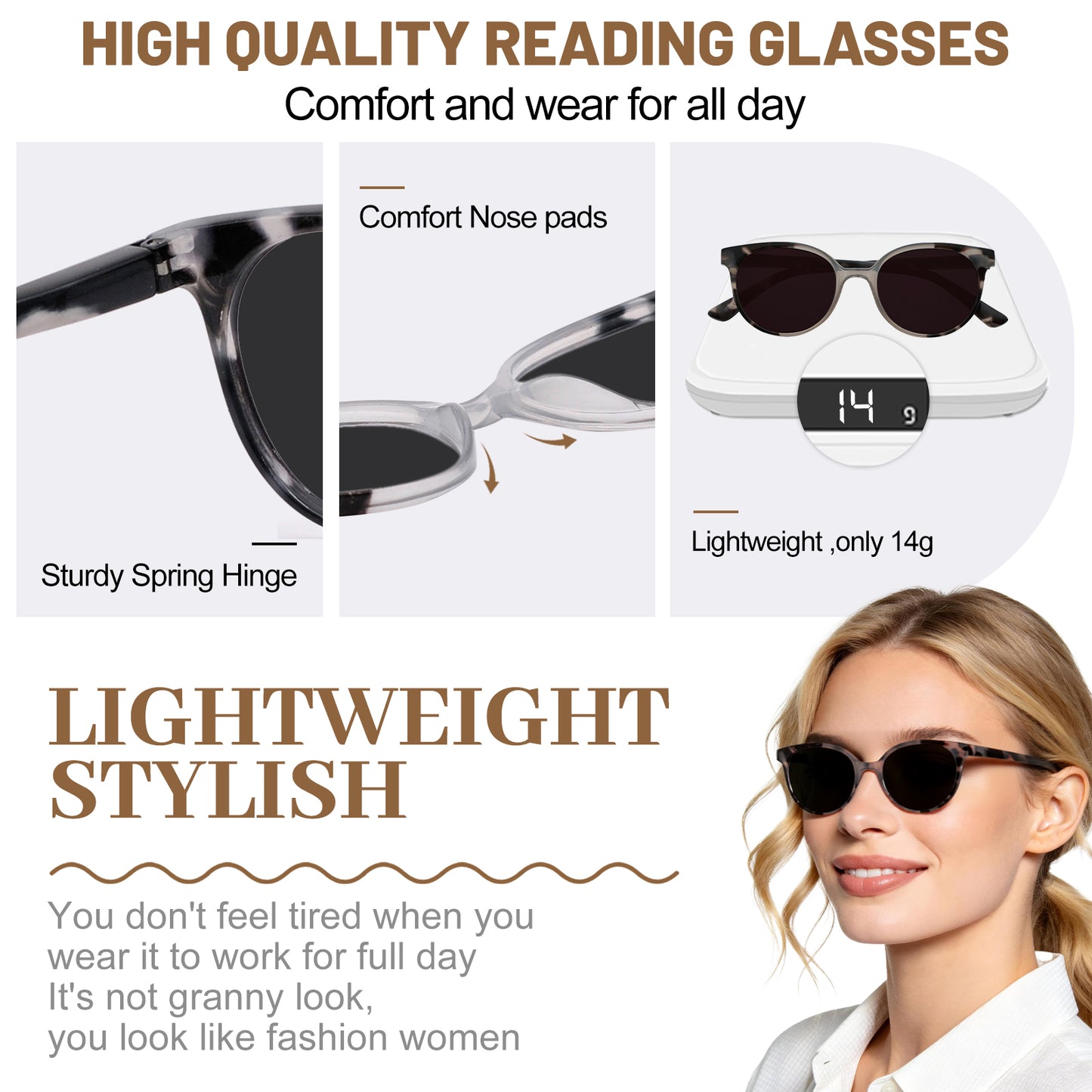 OCCI CHIARI Reading Sunglasses Women UV Protection Outdoor Reader Glasses OC5017S