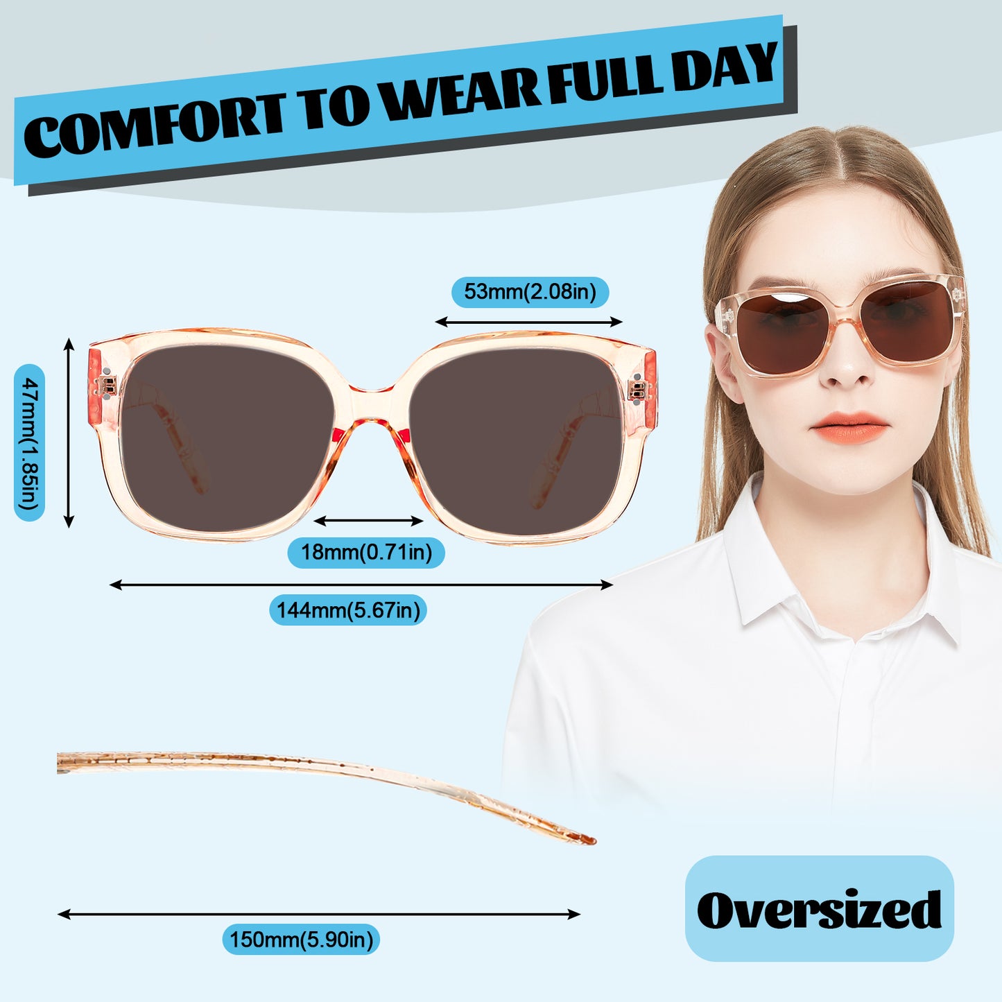 OCCI CHIARI Oversized Sun Reading Glasses Fashion Shield Readers Outdoor Read OC5085SR