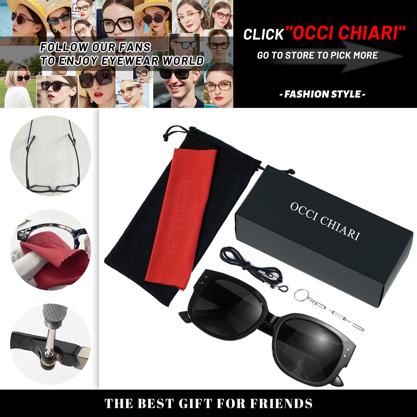 OCCI CHIARI Oversized Sun Reading Glasses Fashion Shield Readers Outdoor Read OC5085SR