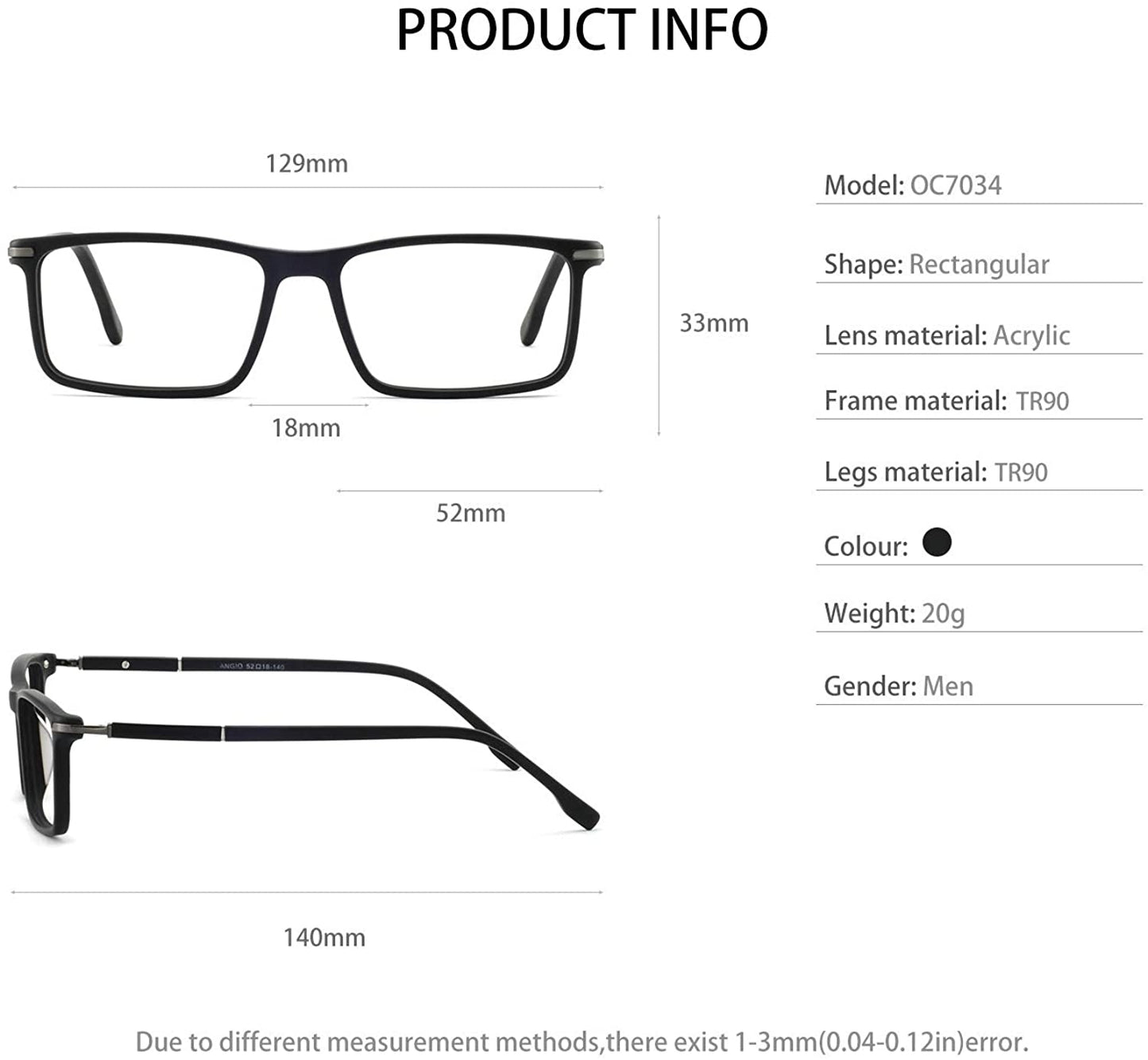 Rectangular Stylish Eyeware Frames Prescription Eyeglasses