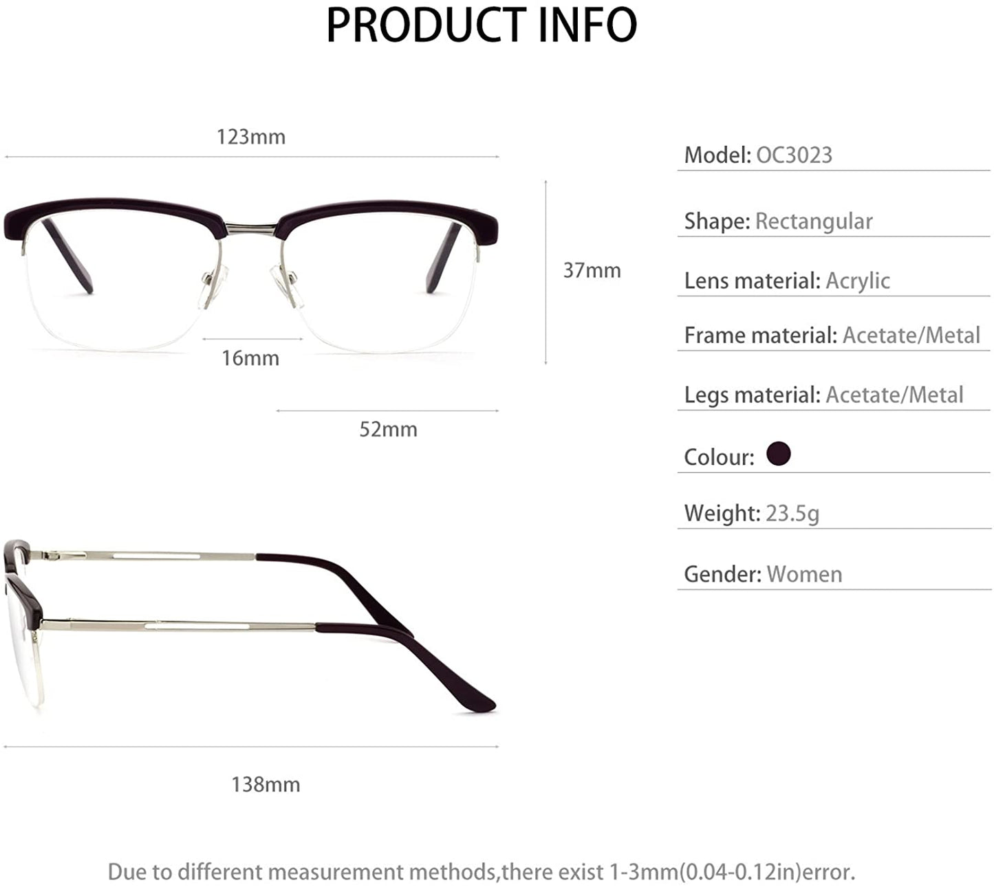 Womens Aviator Fashion Prescription Eyeglasses Frame