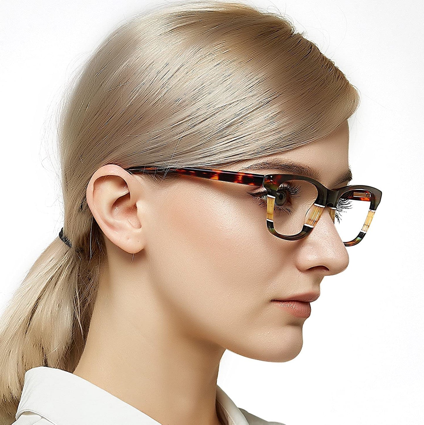 Women Fashion Rectangle Striped Acetate prescription eyewear frames