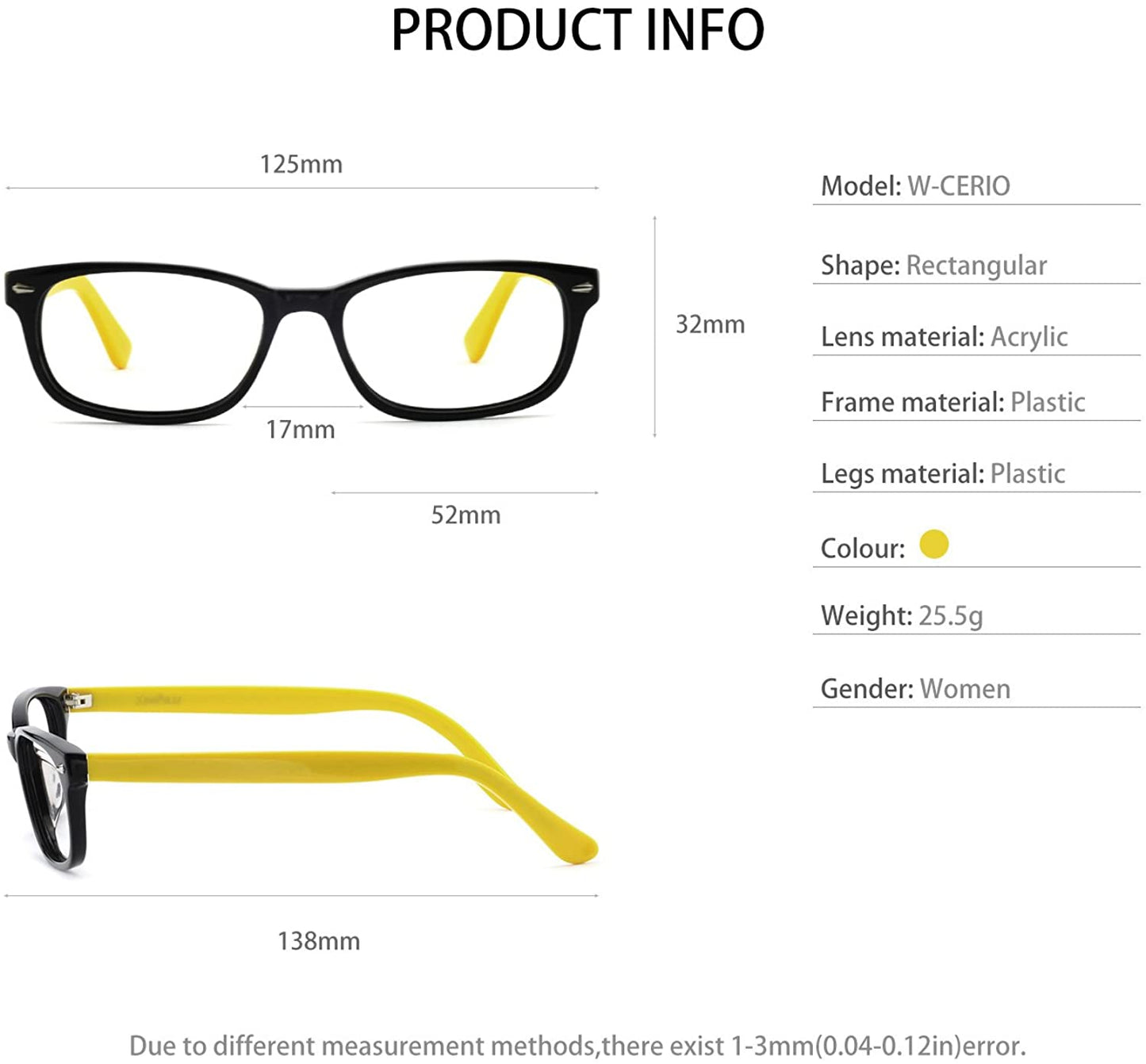 Women Fashion Eyewear Frames Colorful Rectangular prescription Eyeglasses