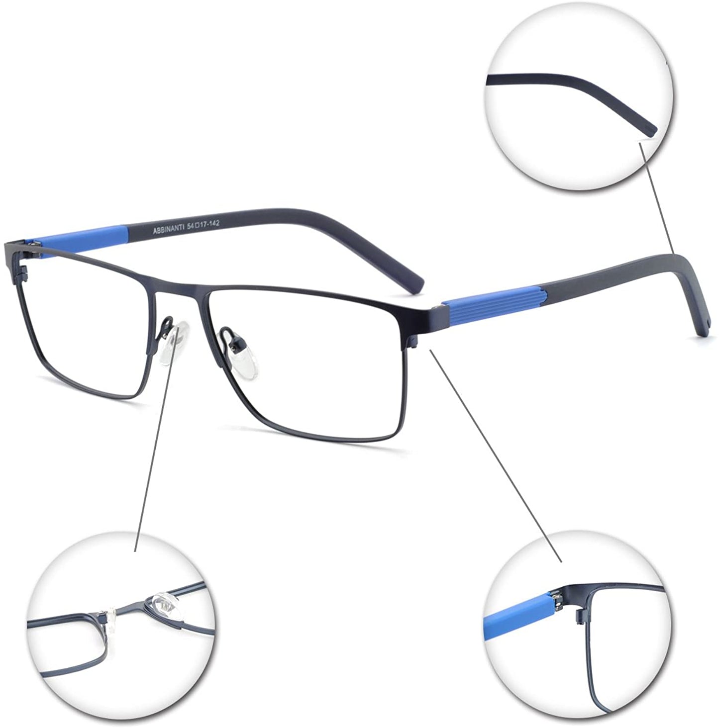OCCI CHIARI Mens Rectangle Full-Rim Metal Black Prescription Clear Optical Glasses