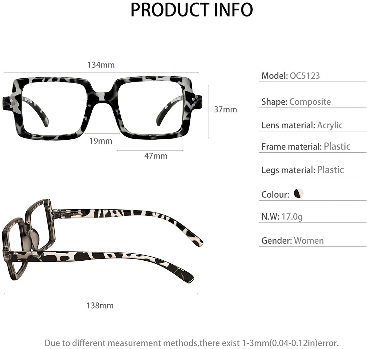 OCCI CHIARI Reading Glasses for Women Trendy Reader