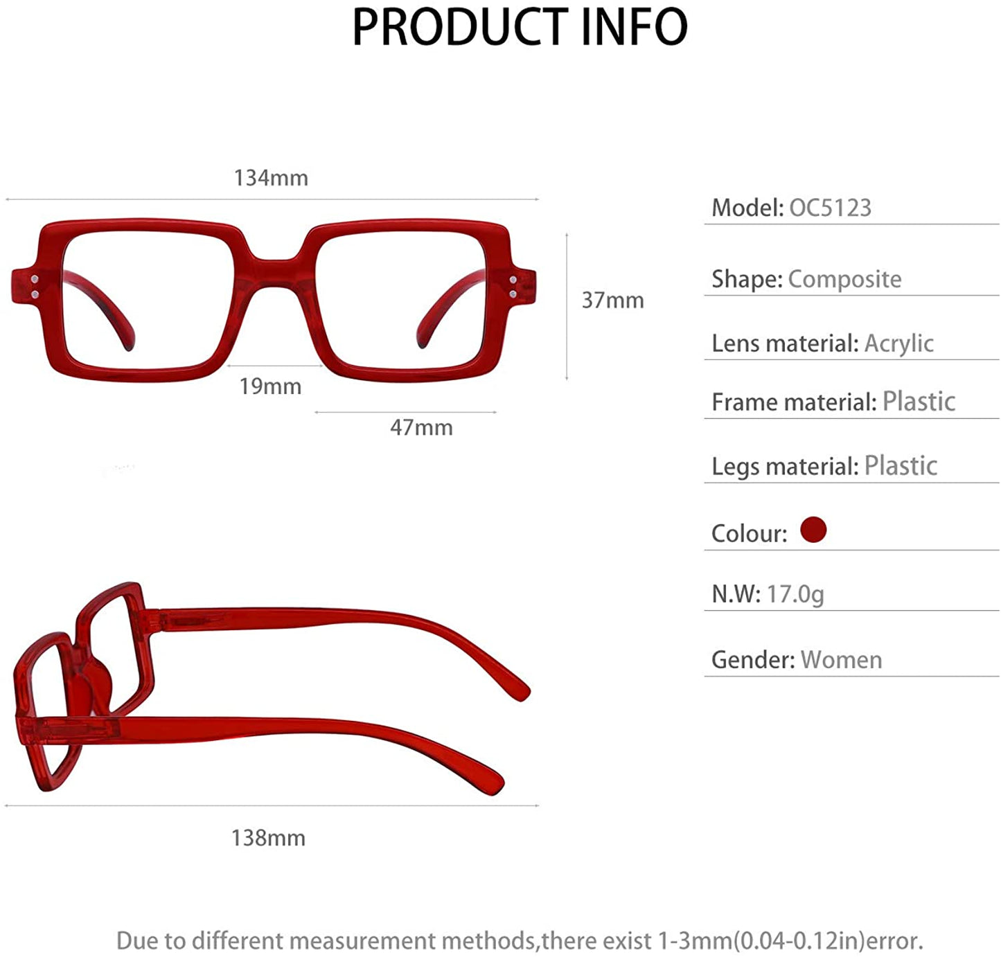 OCCI CHIARI Reading Glasses for Women Trendy Reader