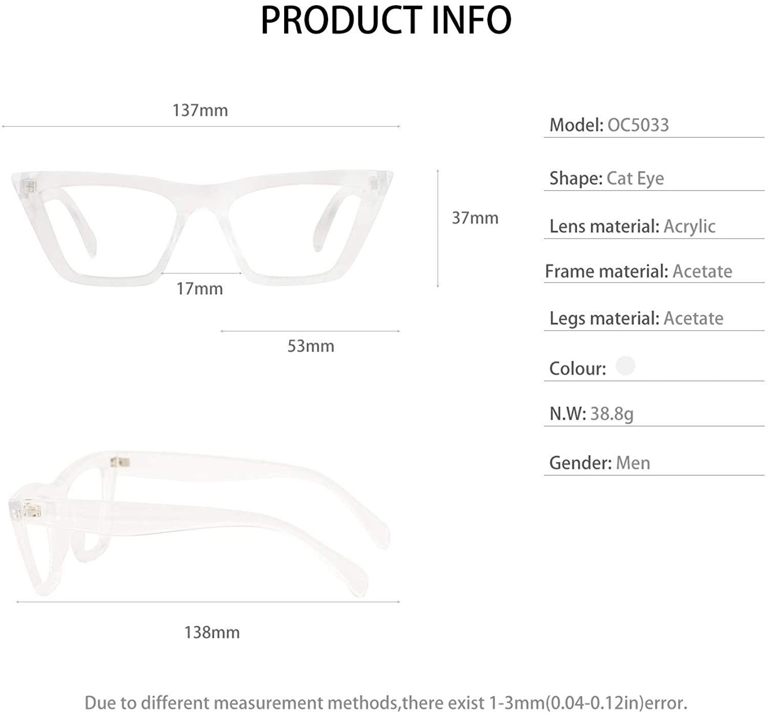 Reading Glasses for Women Cat Eye Fashion Reader Transparente