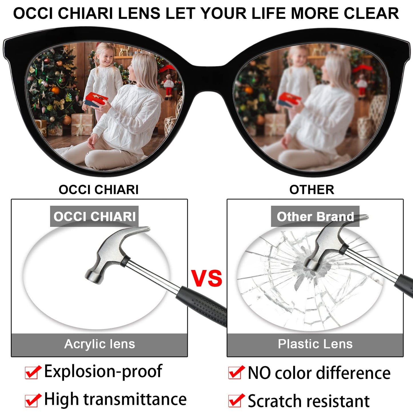 OCCI CHIARI Women's Readers Sturdy Reading Glasses with Metal Spring Hinge(1.0 1.25 1.5 1.75 2.0 2.25 2.5 2.75 3.0 3.5)