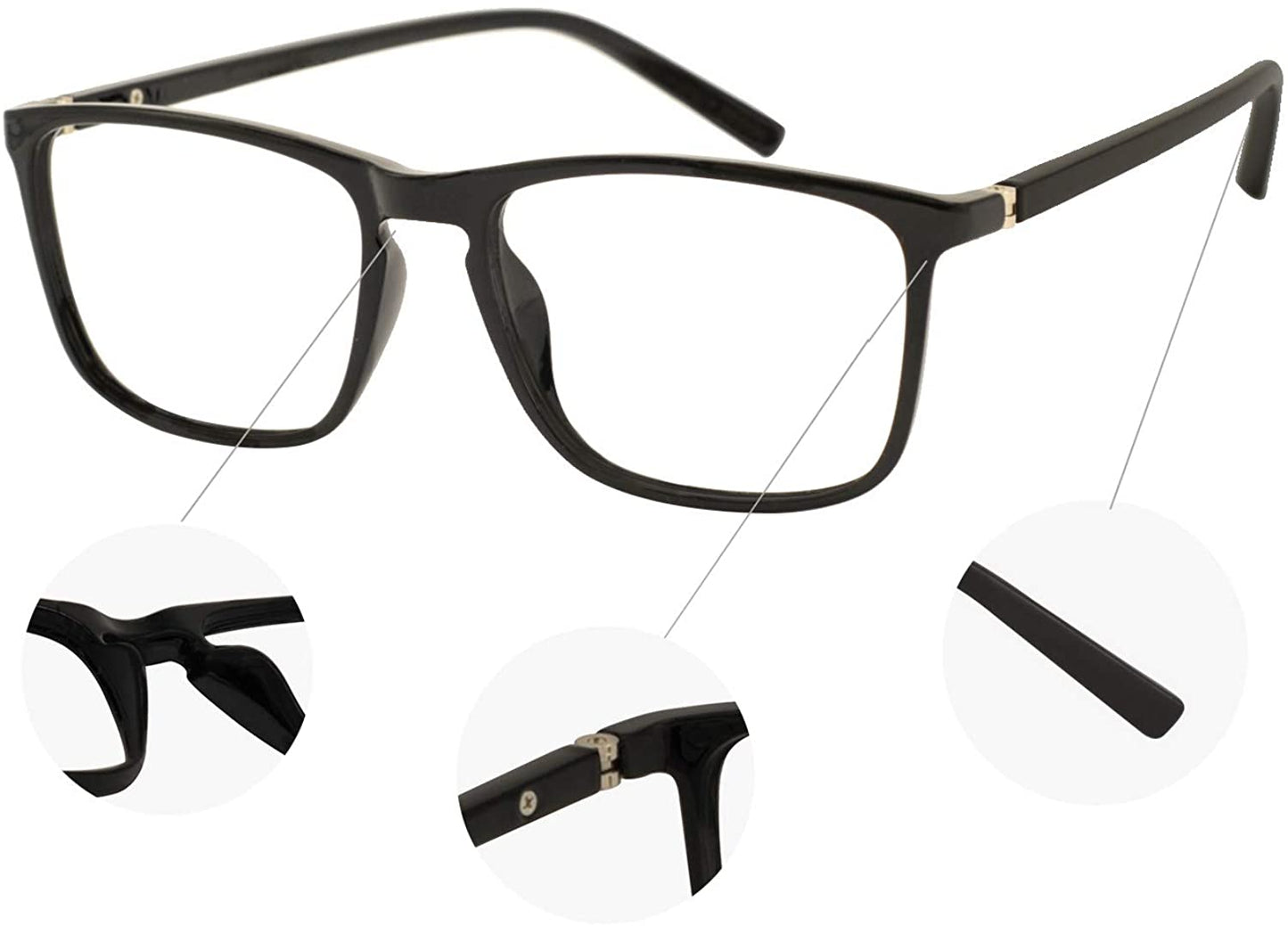 OCCI CHIARI Anteojos rectangulares elegantes con lentes acrílicos  17034-black