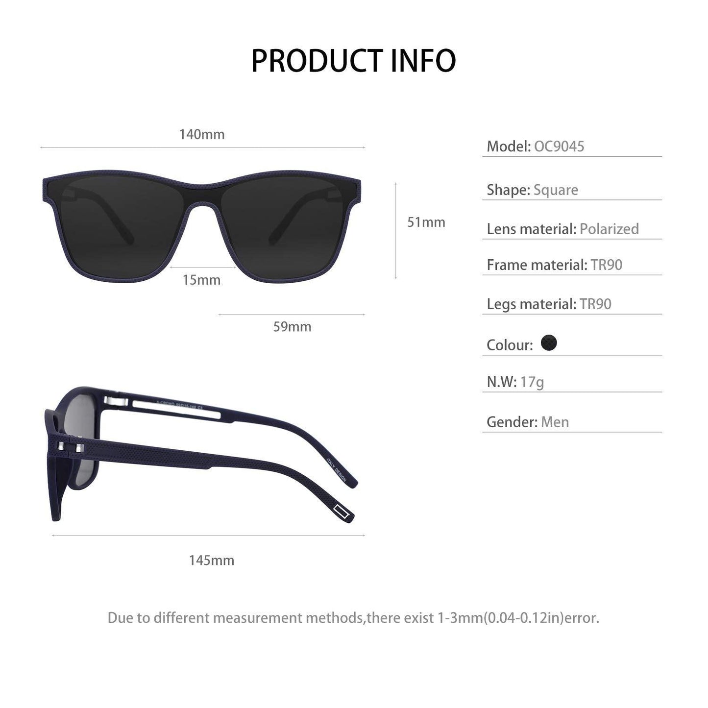 Mens Polarized 100% UV Protection Sport Square Sunglasses for Driving Fishing OCCI CHIARI - Occichiari 