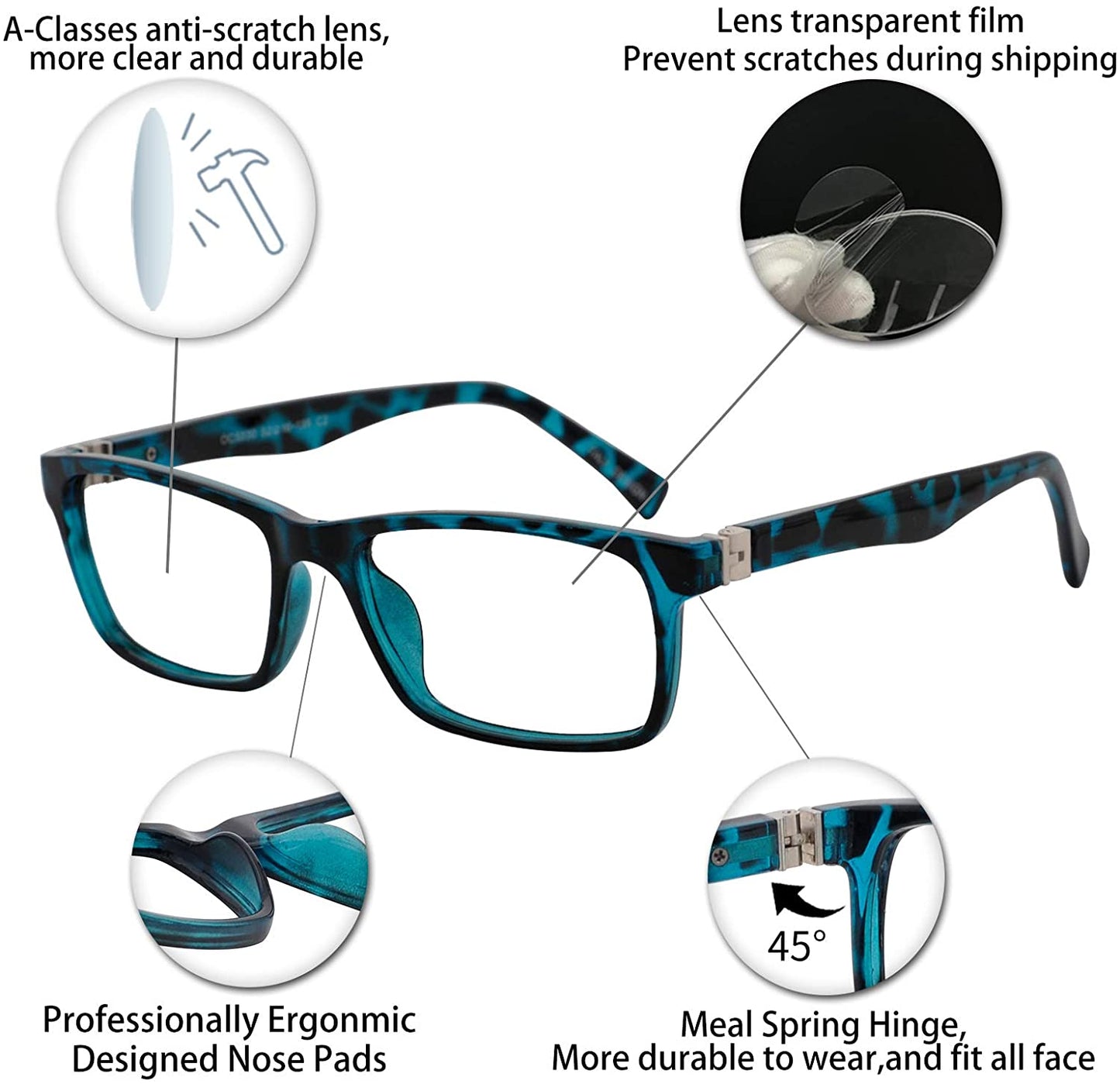 OCCI CHIARI Reading Glasses For Men Eye Reader Spring Hinge