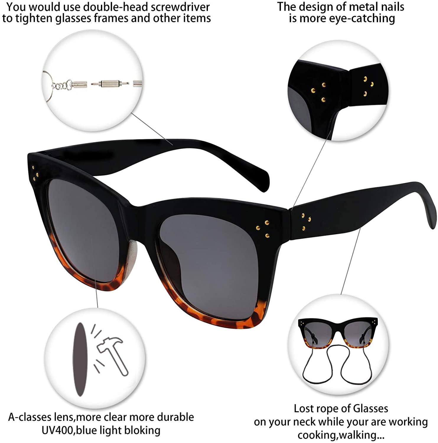 OCCI CHIARI Oversized Reader Sunglasses for Women Reading