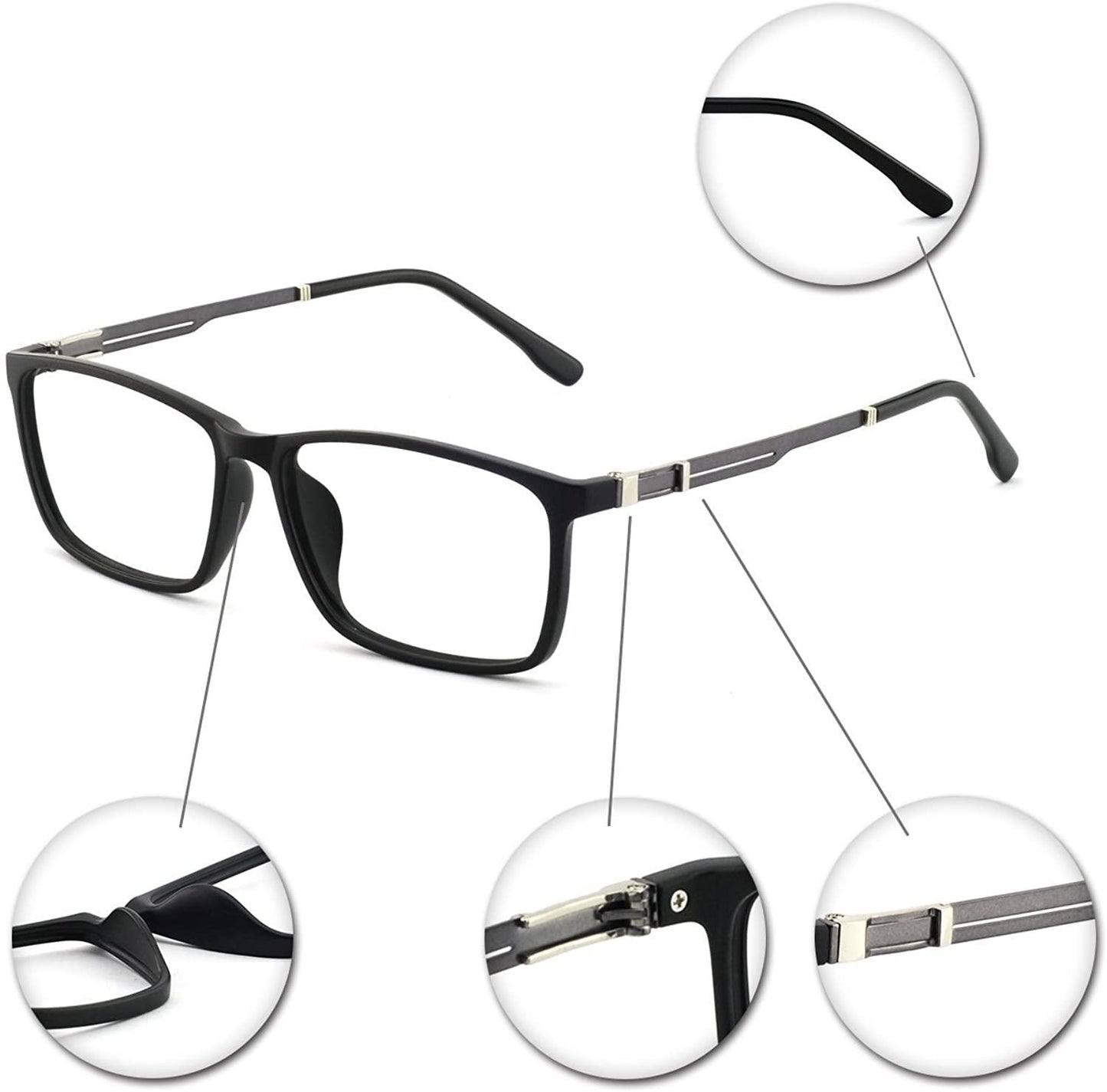 Men's Eyewear Frames Large Rectangular Eyeglasses Fashion Clear Glasses - Occichiari 