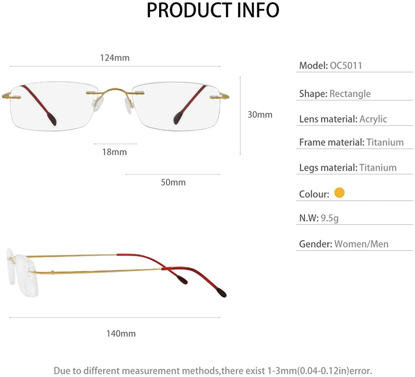 OCCI CHIARI Reading Glasses For Women Men Styish Reader with Titanium Rime Frame Lightweight