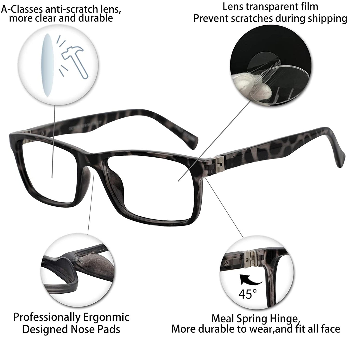 OCCI CHIARI Reading Glasses For Men Eye Reader Spring Hinge