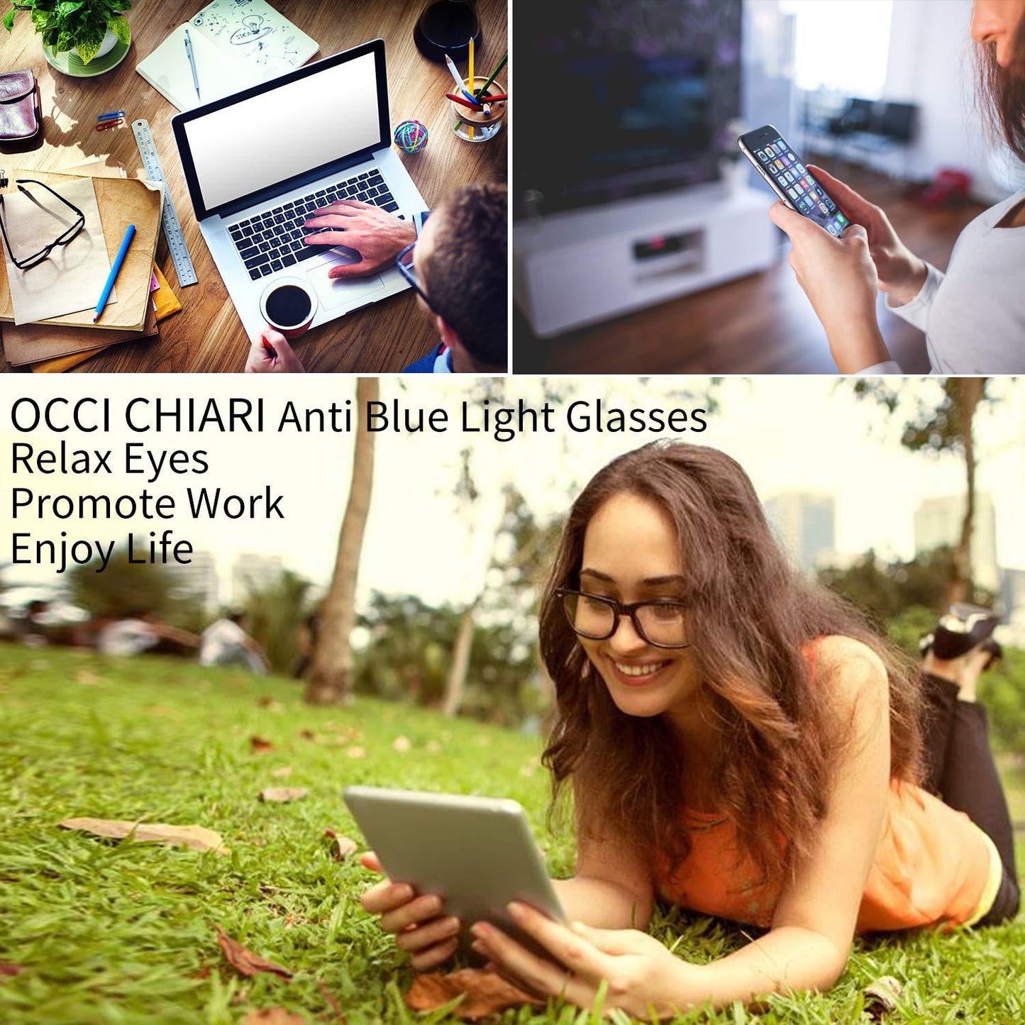 OCCI CHIARI BASSO Blue Light Reading Glasses for Men 1.0 1.5 2.0 2.5 3.0 3.5 - Occichiari 