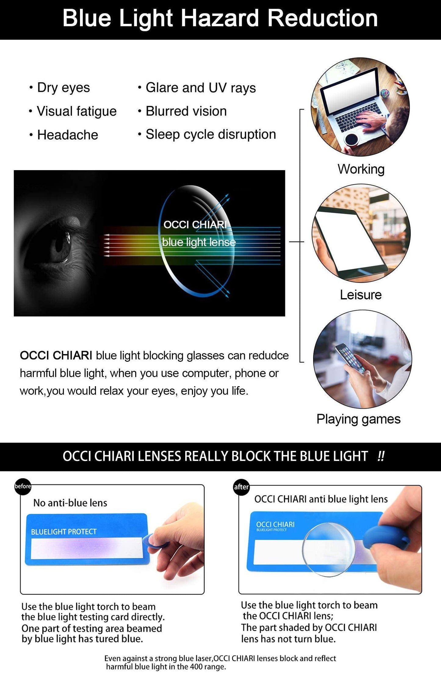 OCCI CHIARI Blue Light Reading Glasses for Men Men's Reading glasses 1.0 1.5 2.0 2.5 3.0 3.5 - Occichiari 