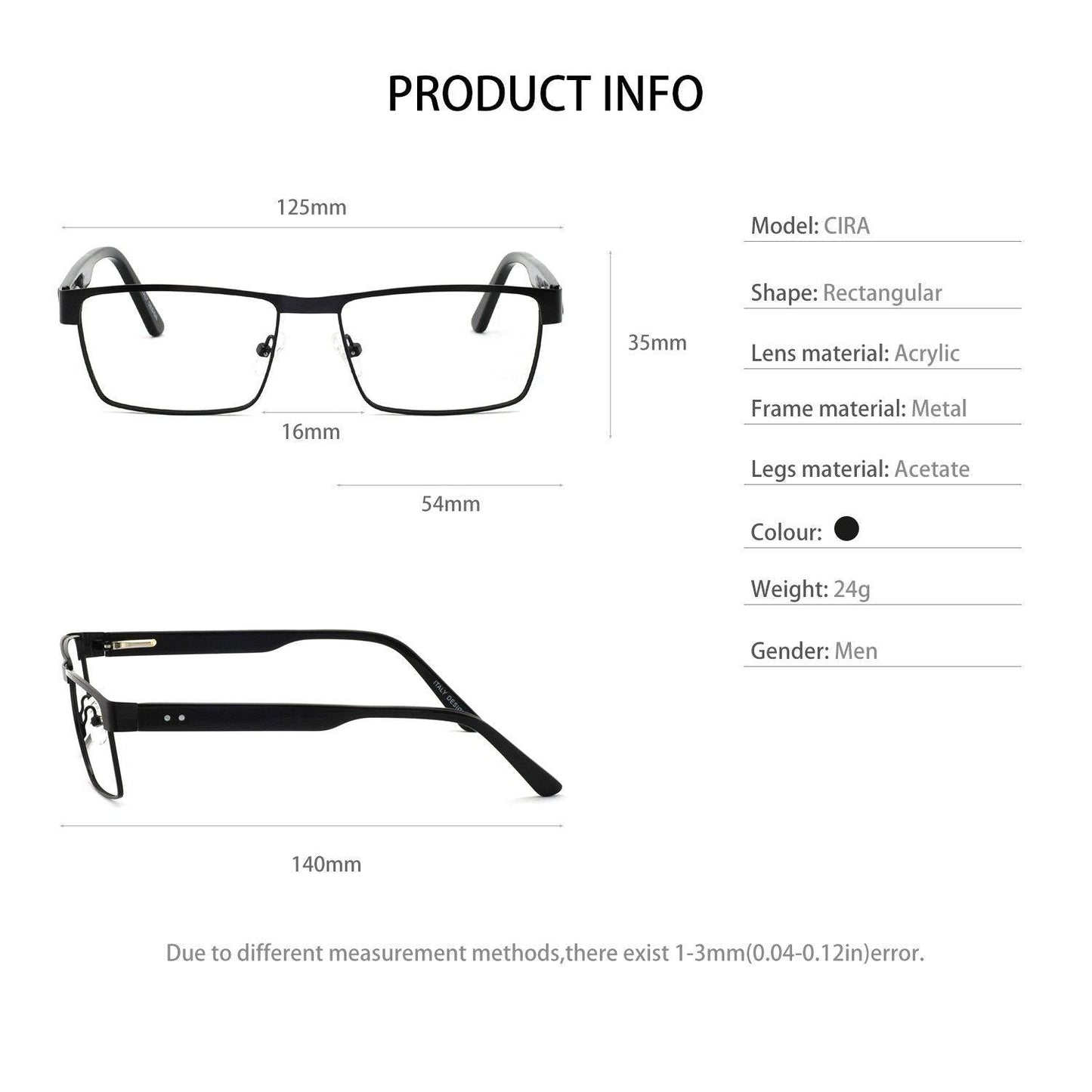 OCCI CHIARI Blue Light Reading Glasses for Men Men's Reading glasses 1.0 1.5 2.0 2.5 3.0 3.5 - Occichiari 