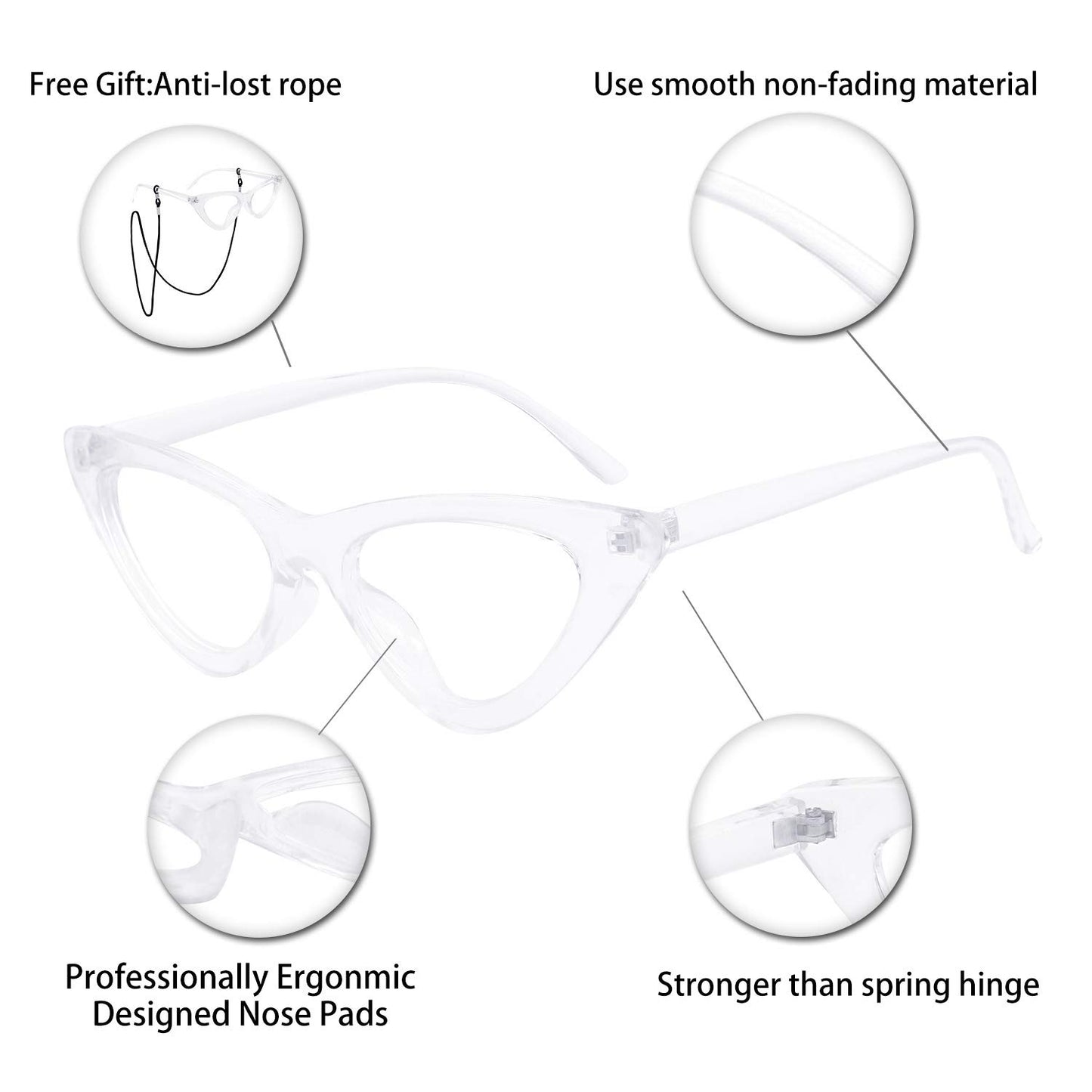 OCCI CHIARI Cat Eye Reading Glasses For Women Retro Readers 1.0 to 3.5