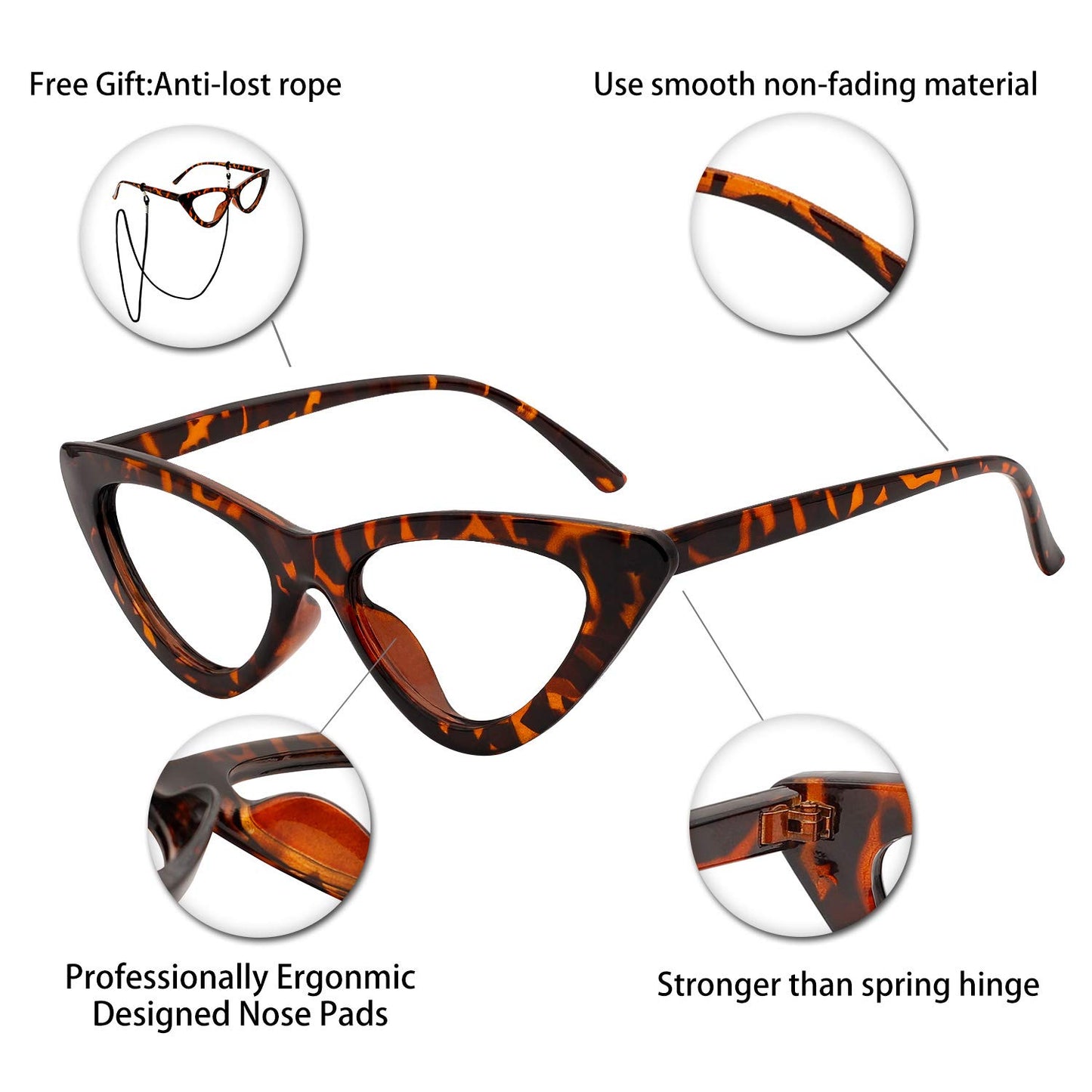 OCCI CHIARI Cat Eye Reading Glasses For Women Retro Readers 1.0 to 3.5