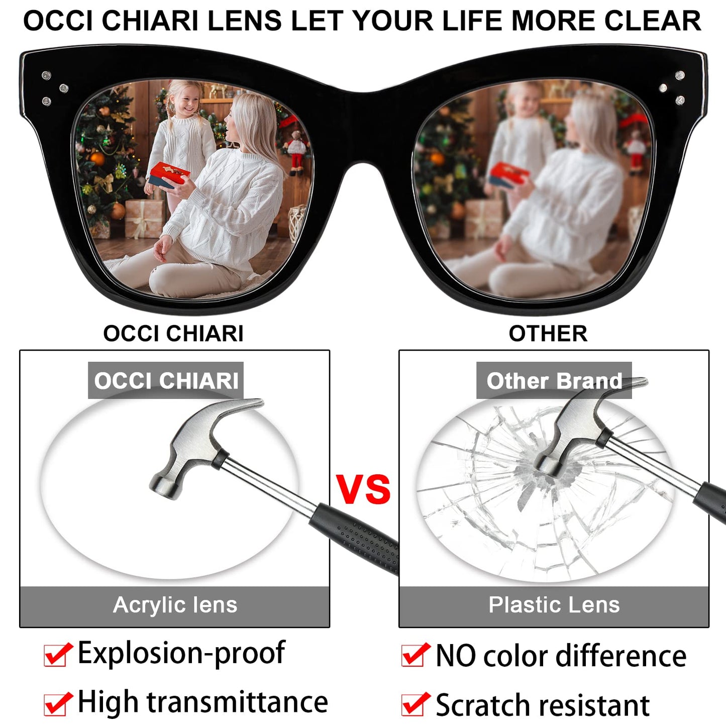 OCCI CHIARI Women's Readers Sturdy Reading Glasses Oversized Reading Glasses For women(1.0 1.25 1.5 1.75 2.0 2.25 2.5 2.75 3.0 3.5)