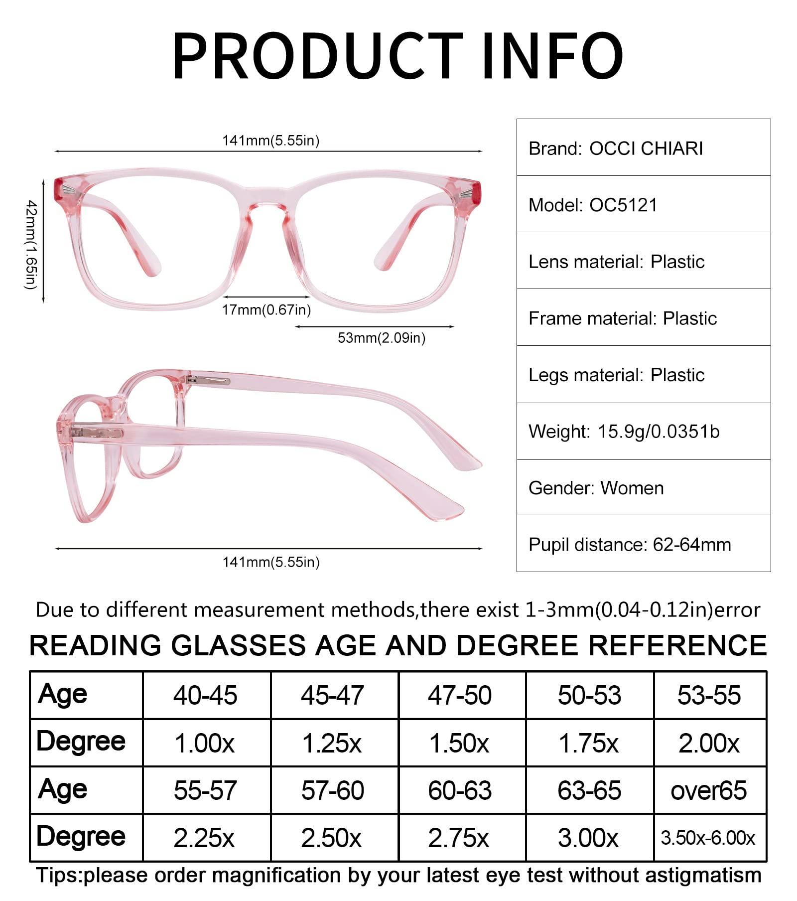 Glasses Strength Chart Reading Glasses Degree Blue Light Blocking
