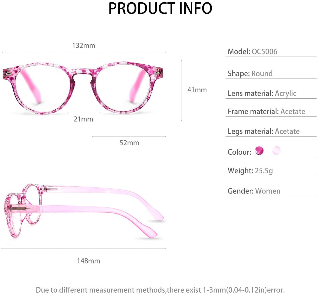 OCCI CHIARI Lightweight Designer Round Stylish Reading Glasses For Women