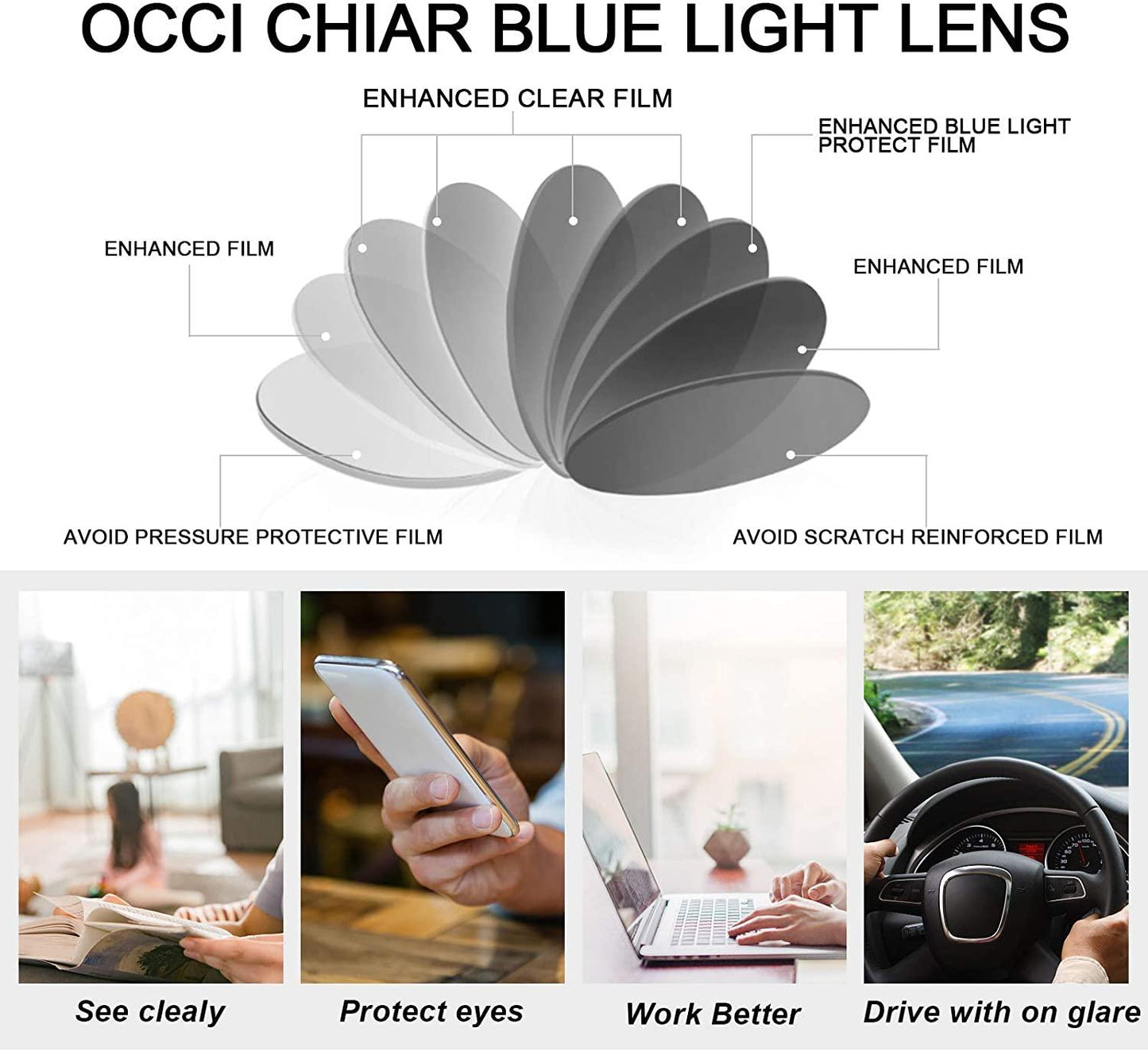 Computer Reading Glasses Blue Light Blocking Reader For Women - Occichiari 