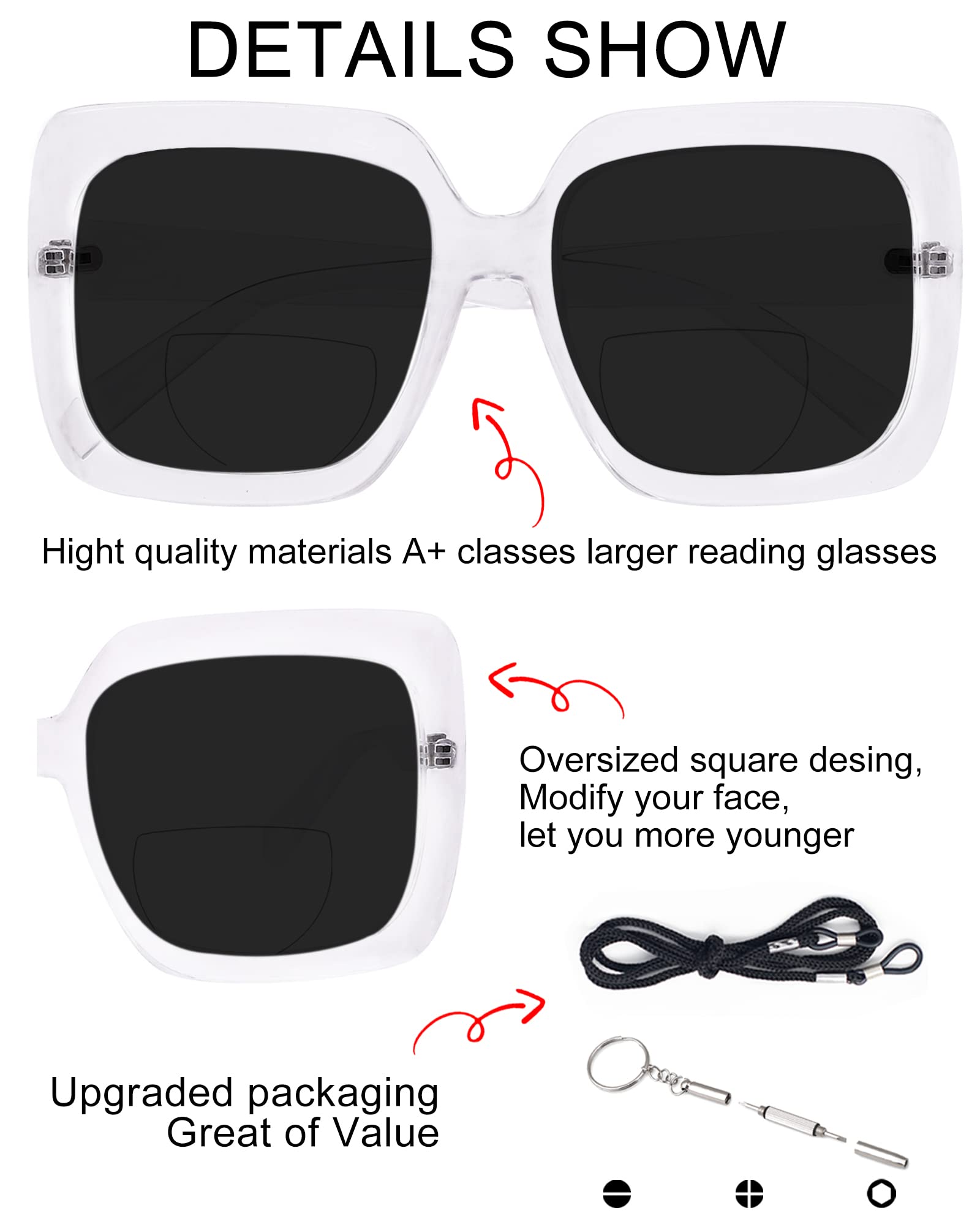 Large clearance white sunglasses