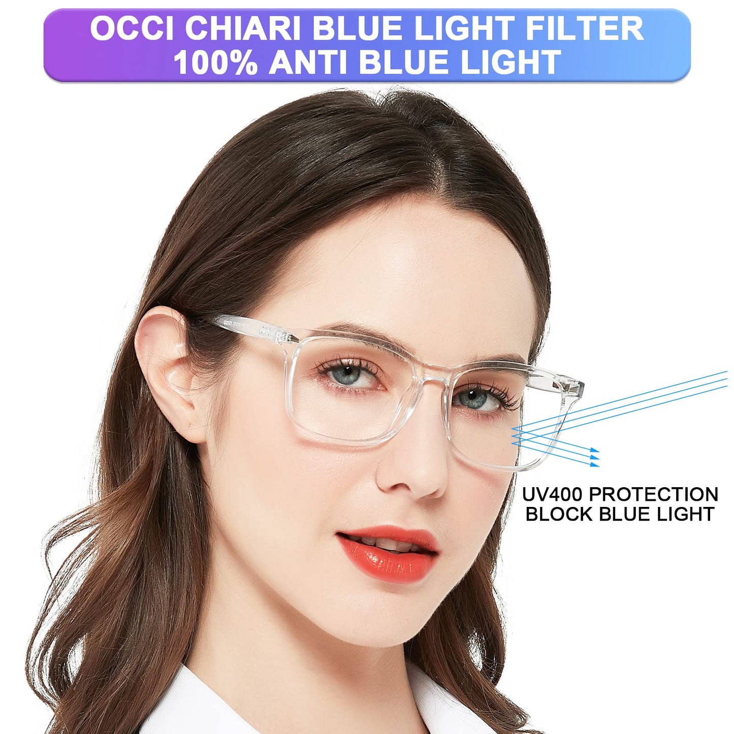 Blue Light Blocking Rectangle Reading Glasses Women Oversized Reader
